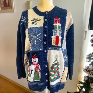 Tiara International Christmas Collection Vintage Sweater Cardigan